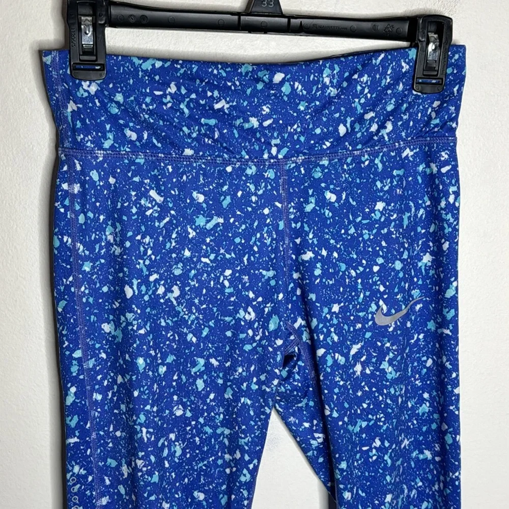 Nike Dri-Fit electric blue speckled athletic running tights leggings size S